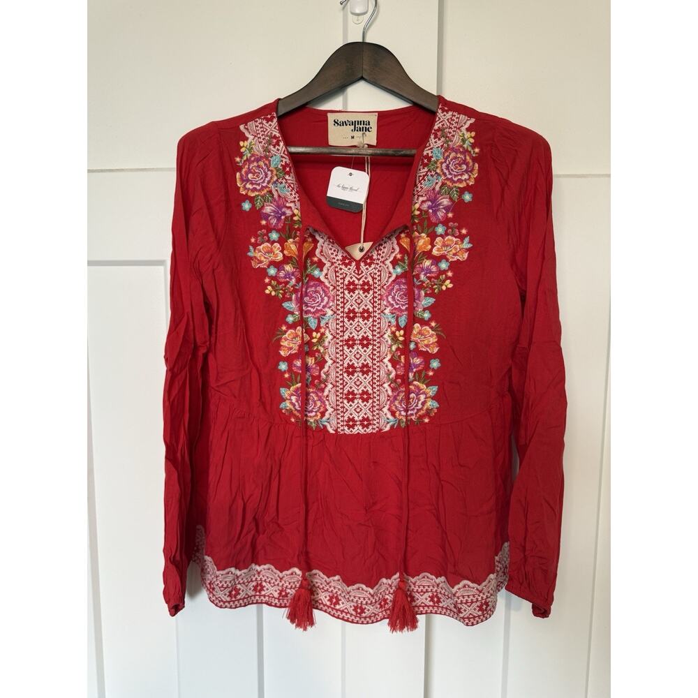 Savanna Jane Women's Boho Top Size Medium NWT Floral Bohemian Cottagecore